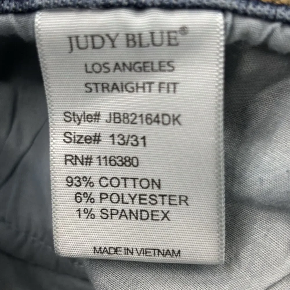 Judy Blue Straight Fit Jeans Women's 13/31 Dark Wash Blue Mid Rise Stretch - Picture 12 of 13